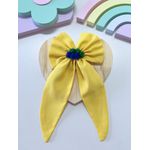 Laço De Cabelo Brasil Amarelo Pontas Dupla Presilha Infantil 