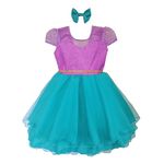 Vestido Infantil Sereia Ariel Princesa Aniversário