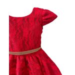 Vestido De Festa Infantil Juvenil Vermelho Renda Com Cinto De Strass 