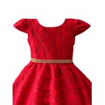 Vestido De Festa Infantil Juvenil Vermelho Renda Com Cinto De Strass 