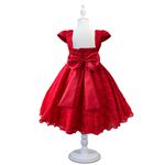 Vestido De Festa Infantil Juvenil Vermelho Renda Com Cinto De Strass 