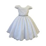 Vestido De Festa Infantil Juvenil Branco Renda Com Cinto De Strass