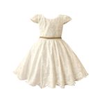 Vestido De Festa Infantil Juvenil Champanhe Renda Com Cinto De Strass 
