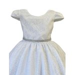 Vestido De Festa Infantil Juvenil Branco Renda Com Cinto De Strass