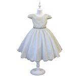 Vestido De Festa Infantil Juvenil Branco Renda Com Cinto De Strass