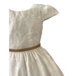 Vestido De Festa Infantil Juvenil Champanhe Renda Com Cinto De Strass 