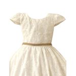 Vestido De Festa Infantil Juvenil Champanhe Renda Com Cinto De Strass 