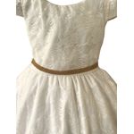 Vestido De Festa Infantil Juvenil Champanhe Renda Com Cinto De Strass 