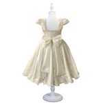 Vestido De Festa Infantil Juvenil Champanhe Renda Com Cinto De Strass 