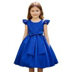 Vestido Infantil Azul Formatura Festas Manga Com Babado