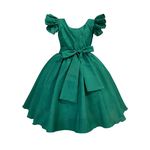 Vestido Infantil Verde Formatura Festas Manga Com Babado 