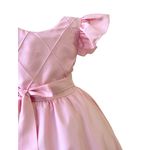 Vestido Infantil Rosa Formatura Festas Manga Com Babado 