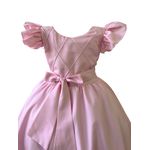 Vestido Infantil Rosa Formatura Festas Manga Com Babado 
