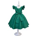 Vestido Infantil Verde Formatura Festas Manga Com Babado 