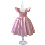 Vestido Infantil Rosa Formatura Festas Manga Com Babado 