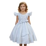 Vestido Infantil Branco Formatura Festas Manga Com Babado 