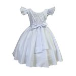 Vestido Infantil Branco Formatura Festas Manga Com Babado 