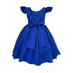 Vestido Infantil Azul Formatura Festas Manga Com Babado