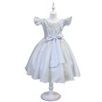 Vestido Infantil Branco Formatura Festas Manga Com Babado 