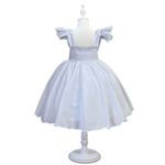 Vestido Infantil Branco Formatura Festas Manga Com Babado 