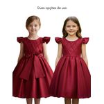 Vestido Infantil Marsala Formatura Festas Manga Com Babado 