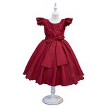 Vestido Infantil Marsala Formatura Festas Manga Com Babado 