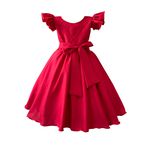 Vestido Infantil Vermelho Formatura Festas Manga Com Babado 