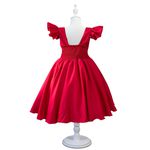 Vestido Infantil Vermelho Formatura Festas Manga Com Babado 