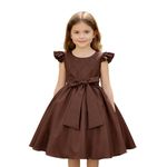Vestido Infantil Marrom Formatura Festas Manga Com Babado