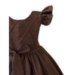 Vestido Infantil Marrom Formatura Festas Manga Com Babado