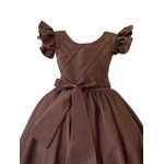 Vestido Infantil Marrom Formatura Festas Manga Com Babado