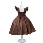 Vestido Infantil Marrom Formatura Festas Manga Com Babado