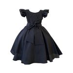 Vestido Infantil Preto Formatura Festas Manga Com Babado 