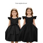 Vestido Infantil Preto Formatura Festas Manga Com Babado 