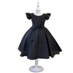 Vestido Infantil Preto Formatura Festas Manga Com Babado 