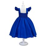 Vestido Infantil Azul Formatura Festas Manga Com Babado