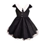 Vestido Juvenil Menina Wandinha Halloween Fantasia Preto