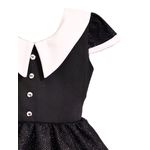 Vestido Juvenil Menina Wandinha Halloween Fantasia Preto