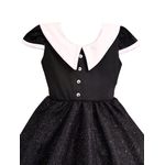 Vestido Juvenil Menina Wandinha Halloween Fantasia Preto