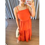 VESTIDO LONGO BARRADOS RELEVO LARANJA