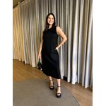 VESTIDO MIDI LINHO FENDAS PRETO