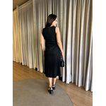 VESTIDO MIDI LINHO FENDAS PRETO