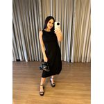 VESTIDO MIDI LINHO FENDAS PRETO