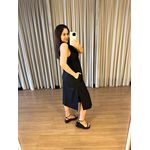 VESTIDO MIDI LINHO FENDAS PRETO