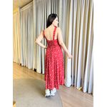 VESTIDO MIDI VISCOLINHO FENDA ESTAMPADO VERMELHO