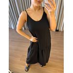 VESTIDO MIDI VISCOSE ALÇA FINA BARRADO BARRA PRETO