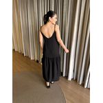 VESTIDO MIDI VISCOSE ALÇA FINA BARRADO BARRA PRETO