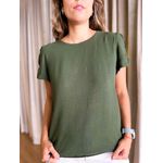 BLUSA CREPE MANGA CURTA BOTÕES VERDE MILITAR