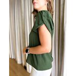 BLUSA CREPE MANGA CURTA BOTÕES VERDE MILITAR