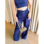 CONJUNTO CROPPED CORSET ALÇA + PANTALONA C/ CINTO AZUL MARINHO